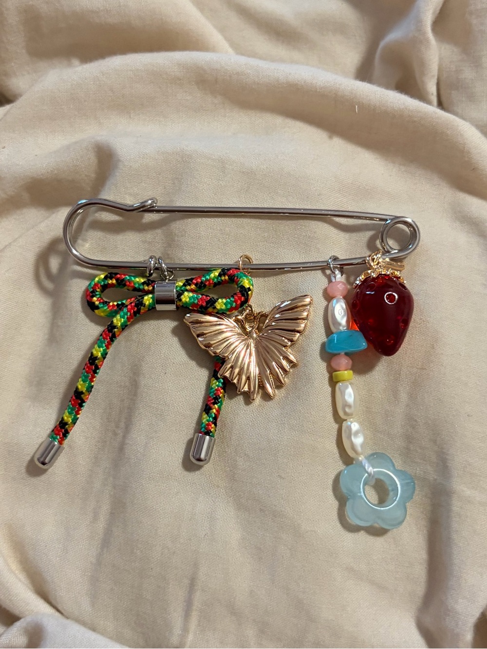 Free People Festival Charm Statement Safety Pin Brooch